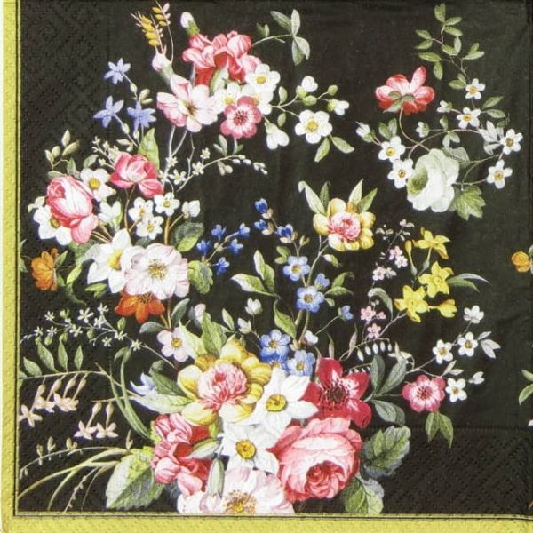 Paper Napkin - Blooming Opulence Black