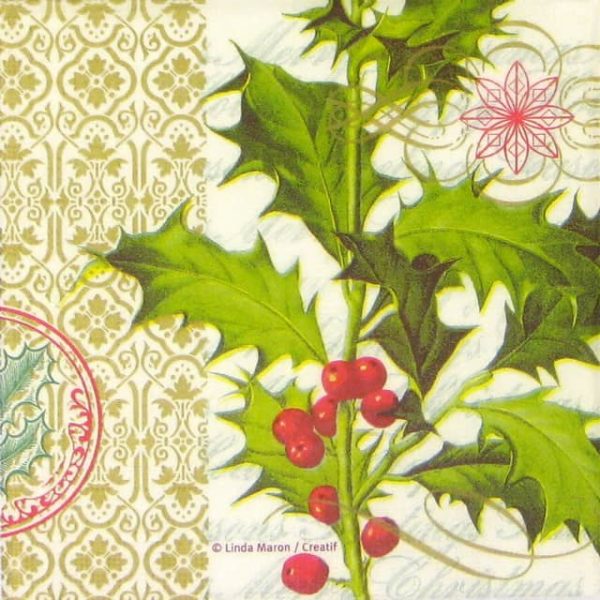 Paper Napkin - Linda Maron: Holly Berries