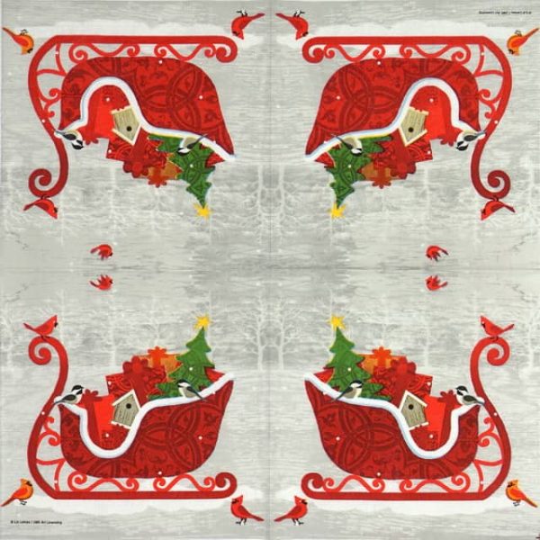 Lunch Napkins (20) - Catrin Welz Stein: Red Sleigh - Image 2