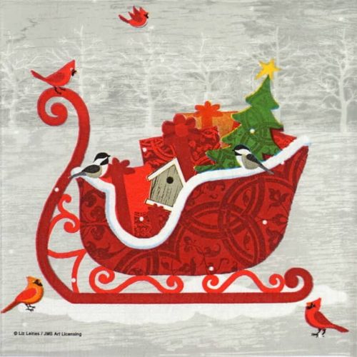 Paper Napkin - Catrin Welz Stein: Red Sleigh