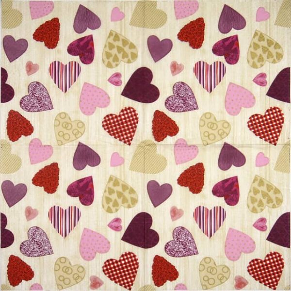 Paper Napkin - Colourful Hearts