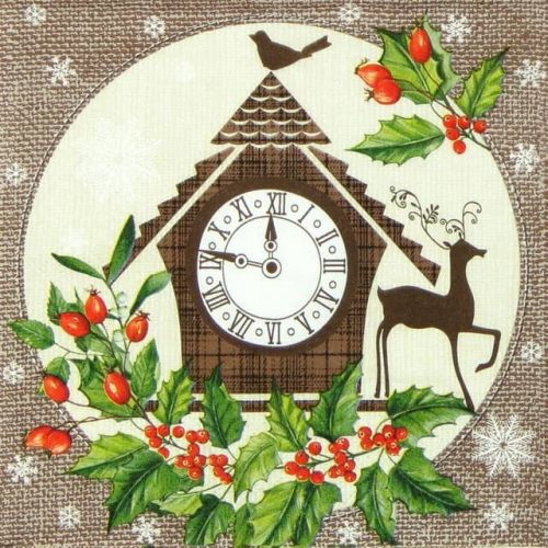 Lunch Napkins (20) - Winter Clock