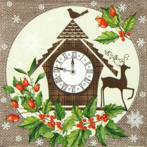 Paper Napkin - Winter Clock