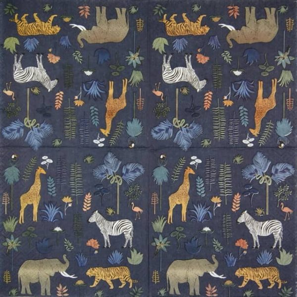 Paper Napkin - Wild Animals giraffe zebra elephant tiger - Image 2