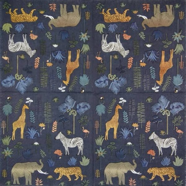 Lunch Napkins (20) - Wild Animals giraffe zebra elephant tiger