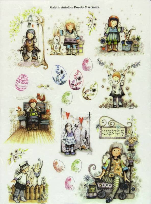 Rice Paper - Easter, Small Angels with eggs