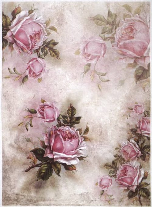 Rice Paper - Pink Roses and Shadows-