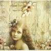 Rice Paper - Vintage Girl and flower