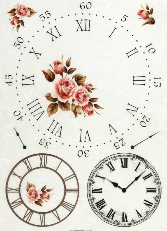 Rice Paper - Clock and Roses