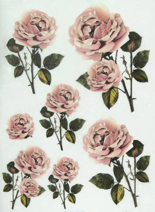 Rice Paper - Pastel Pink Roses