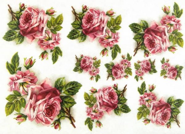 Rice Paper - Vintage Pink Roses