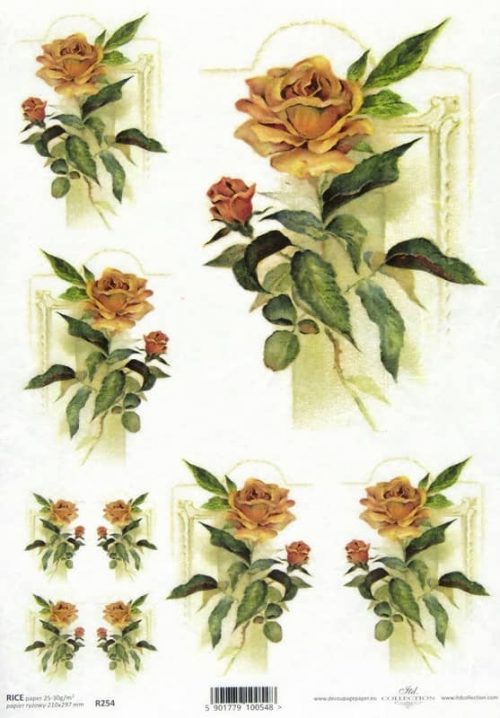 Rice Paper - Vintage Yellow Roses