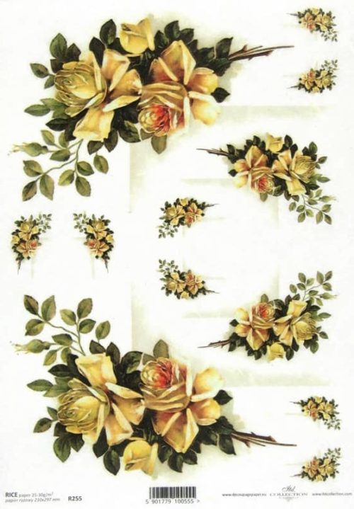 Rice Paper - Vintage Yellow Roses