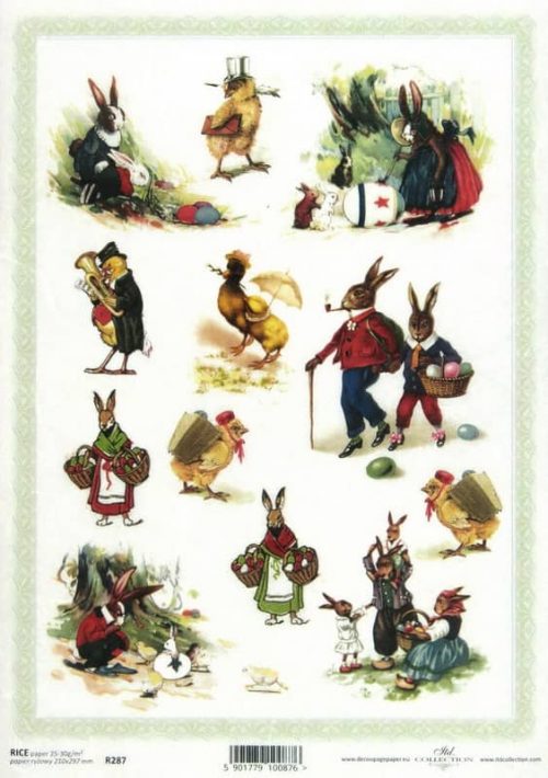 Rice Paper - Easter Rabbit Family