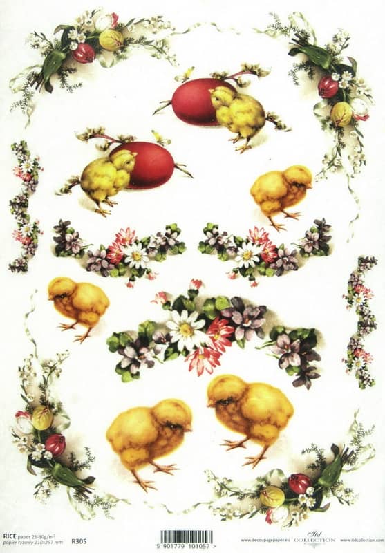 Rice Paper - Easter Flowers with Eggs