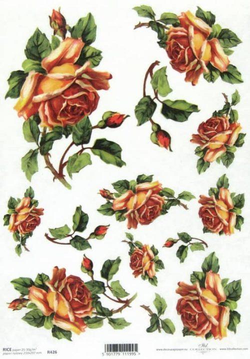 Rice Paper - Orange Roses