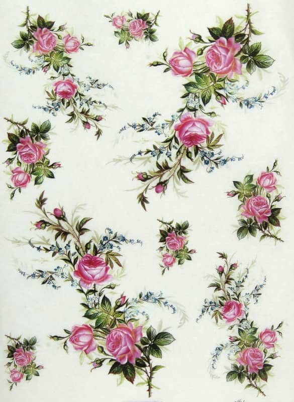 Rice Paper - Vintage Pink Roses