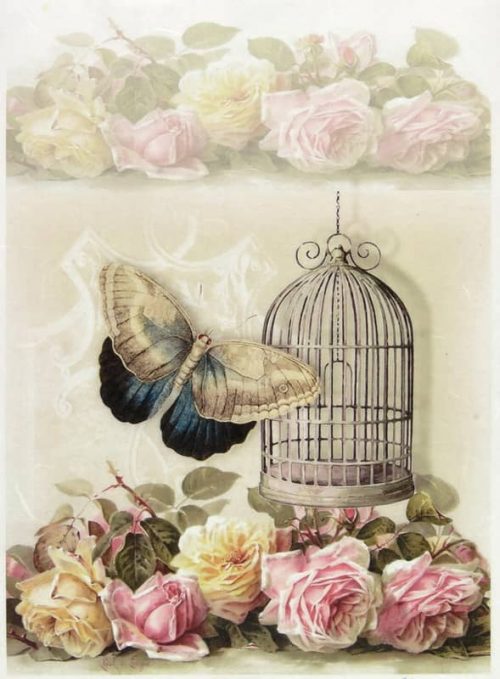 Rice Paper - Cage Rose Butterfly