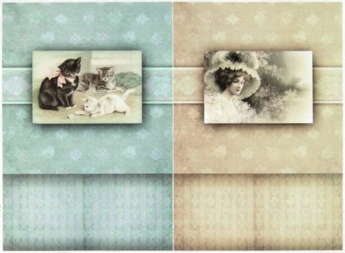 Rice Paper - Vintage Lady and Cats
