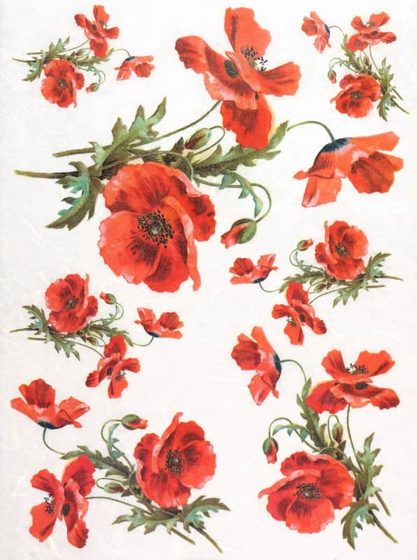 Rice Paper - Red Poppy Midle