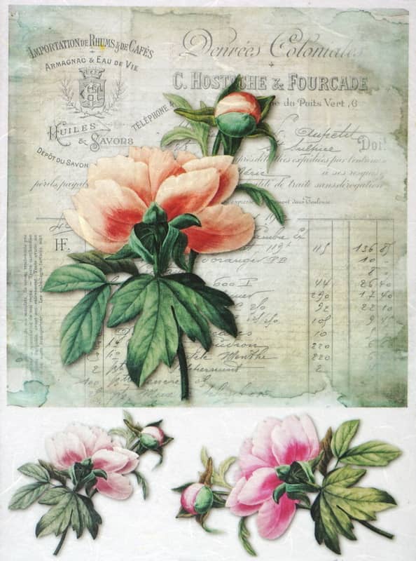 Rice Paper - Vintage Flower Card