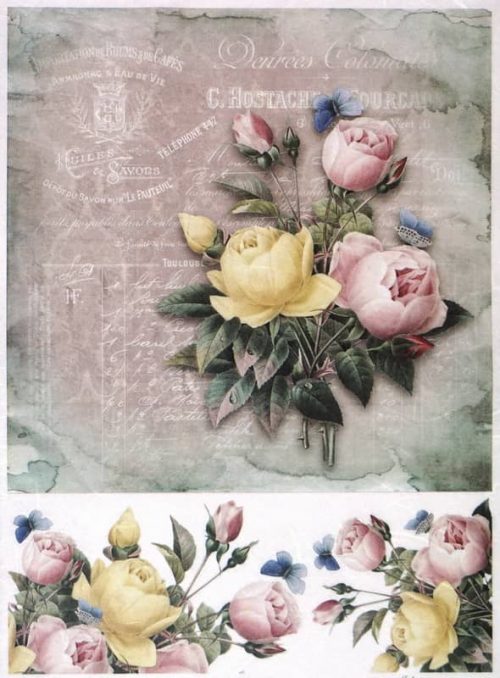 Rice Paper - Vintage Colorful Roses