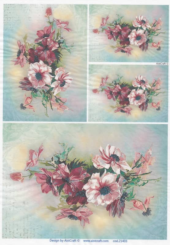 Rice Paper - Flower Bouquets Red