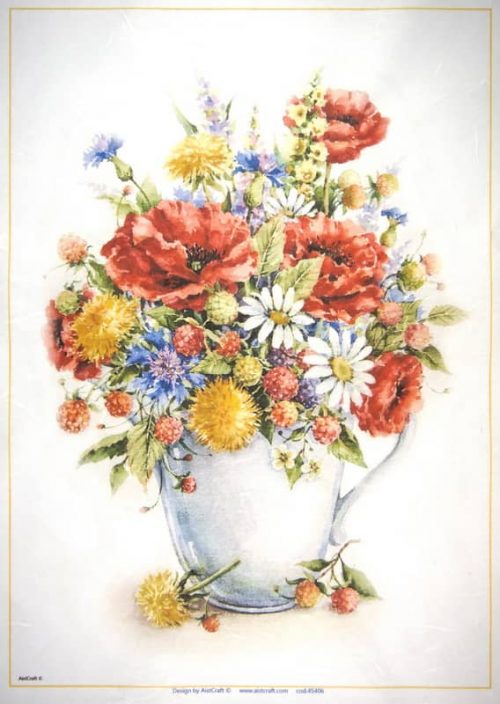 Rice Paper - Flower Bouquet with Poppy 32x45cm