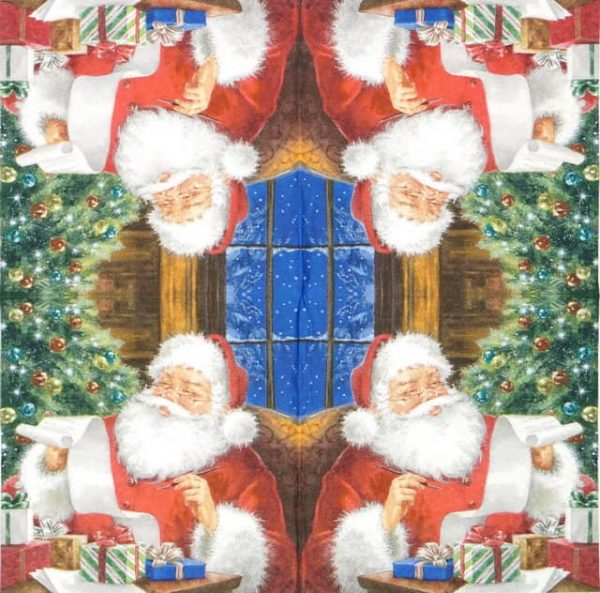 Lunch Napkins (20) - Santa Claus checking Wishlist