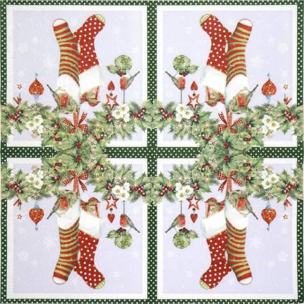 Paper Napkin - Chaussettes avec Guirlande green