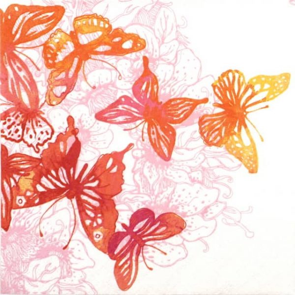 Paper Napkin - Amazing Butterflies red