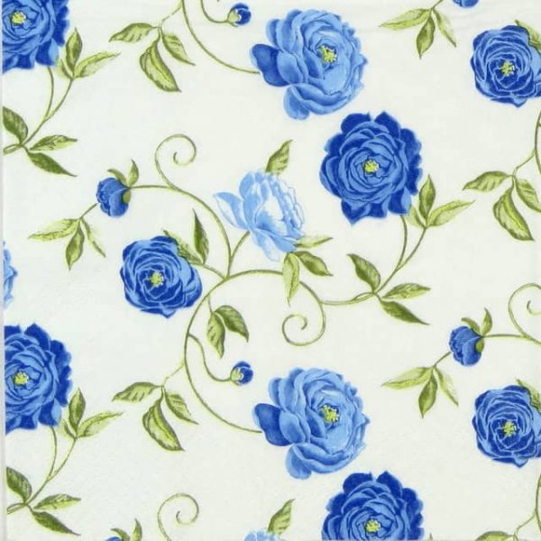 Paper Napkin Seamless pattern of blue blossoms