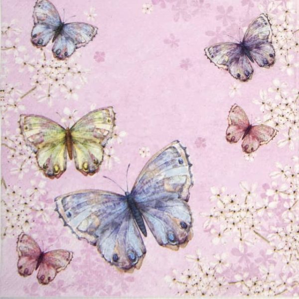 Lunch Napkins (20) -  Bellissima farfalla pink