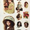 Rice Paper - Old Pictures Girls in Hat (22 x 32cm)