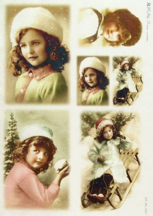 Rice Paper - Old Pictures Girls in Winter (22 x 32cm)