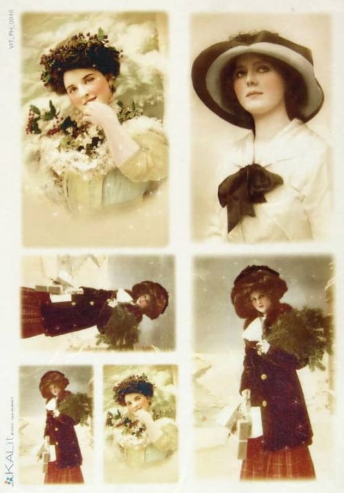 Rice Paper - Old Pictures Ladies with Cap (22 x 32cm)