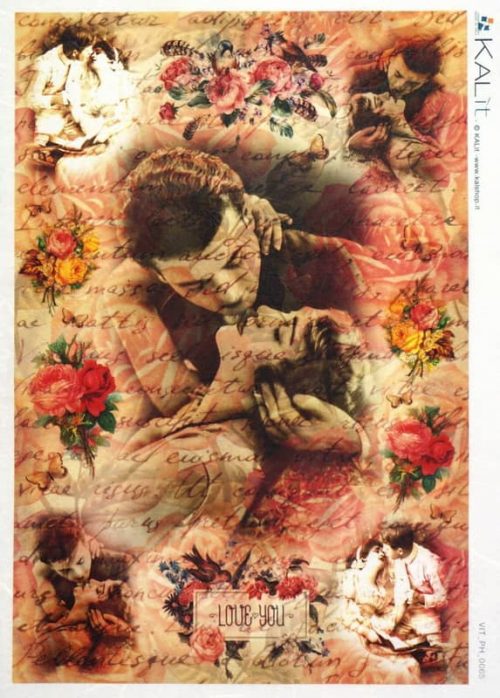 Rice Paper - Old Pictures Lovers Kissing (22 x 32cm)