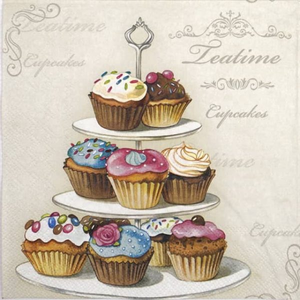 Paper Napkin - Cupcakes on etagere