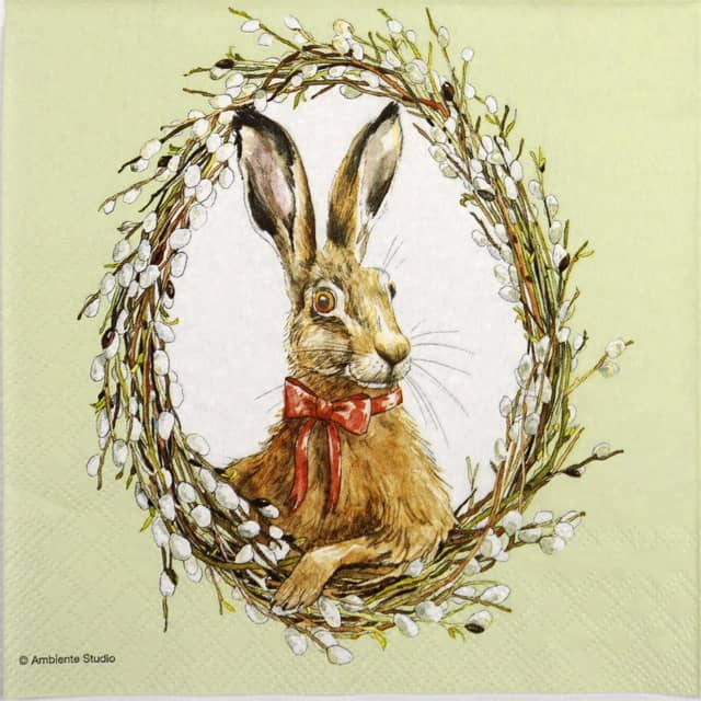 Paper Napkin - Bunny Portrait green