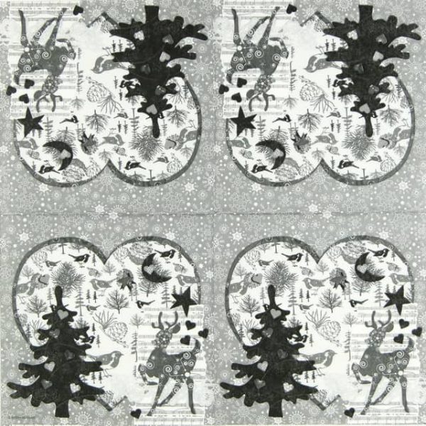 Paper Napkin - Winter Collage black