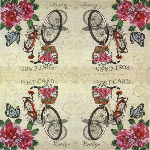 Paper Napkin - Bike Post Card