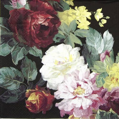 Paper Napkin - Vintage Big Rose black