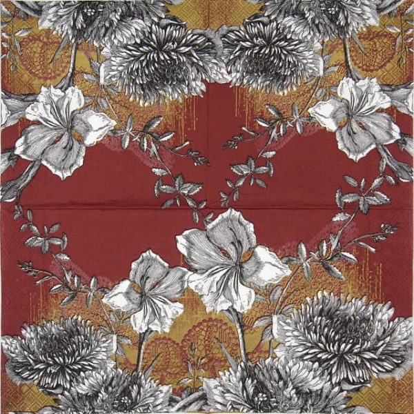 Paper Napkin - Fleur gold red