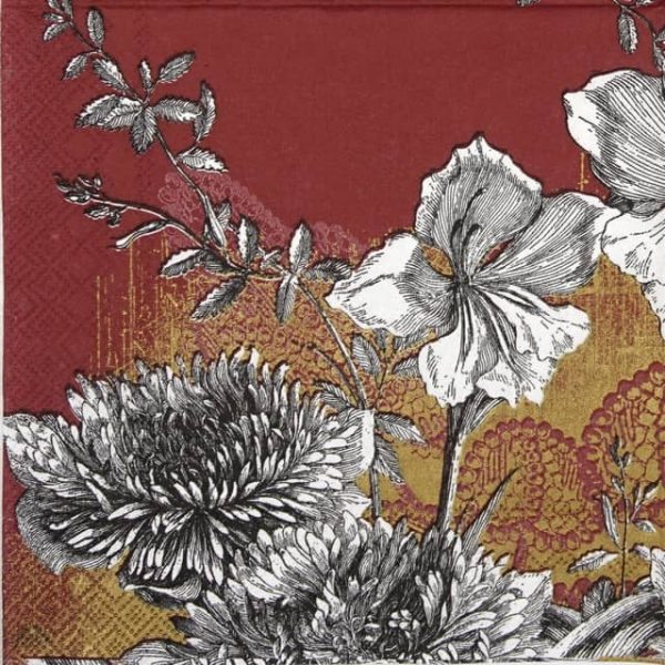 Paper Napkin - Fleur gold red