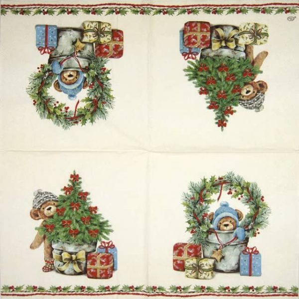 Lunch Napkins (20) - Hello Teddy cream - Image 2