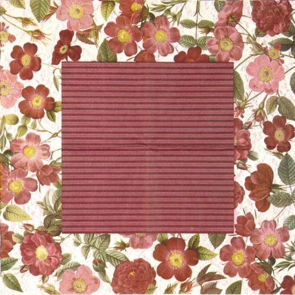 Paper Napkin - Burgundy Flower Border