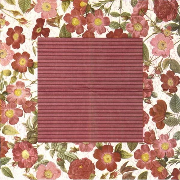 Paper Napkin - Burgundy Flower Border - Image 2