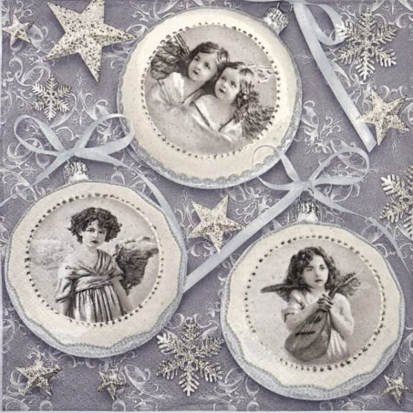 Paper Napkin - Old vintage Xmas baubles