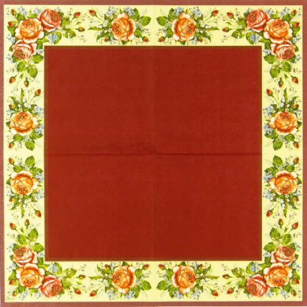 Paper Napkin - Rose Border Red