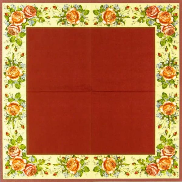Paper Napkin - Rose Border Red - Image 2